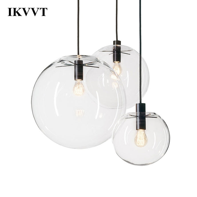 IKVVT Transparent Pendant Lights Glass Ball Indoor Lighting